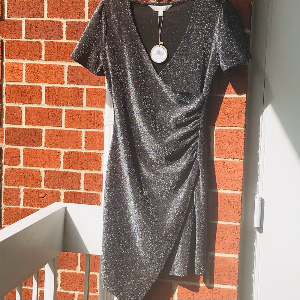 APRICOT Black Shimmer Mini Dress —#063 - Picture 10 of 15